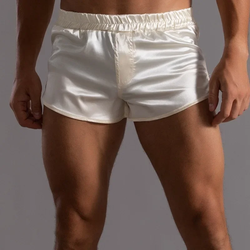 Boxer Shorts Modal - ผู้ชาย Sissy Aro กางเกงกางเกงนอนผ้าไหมน้ําแข็งต่ําเอว Sheer ชุดชั้นใน